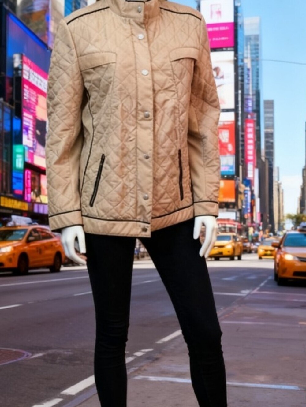 Chico’s Tan shimmer lite Quilted Puffer Jacket